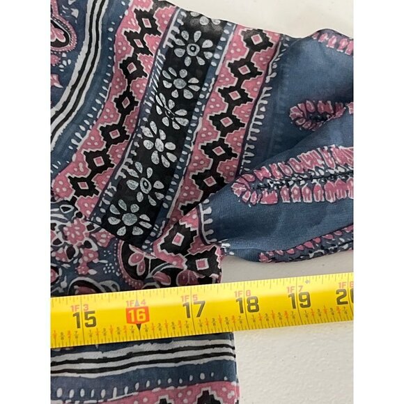 American Eagle Boho Peasant Top Size Small Sheer Tie Front 3/4 Sleeve - Picture 7 of 9